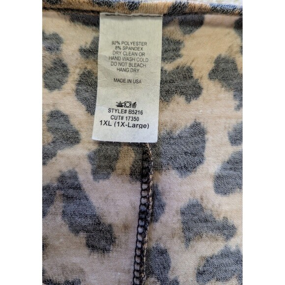 Women’s Leopard Print Tunic Top 1X, Stretchy A-Line Swing Blouse Made In USA - Picture 4 of 6